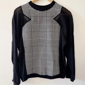 ASOS Houndstooth Black Sheer Cutouts mod Top US 6